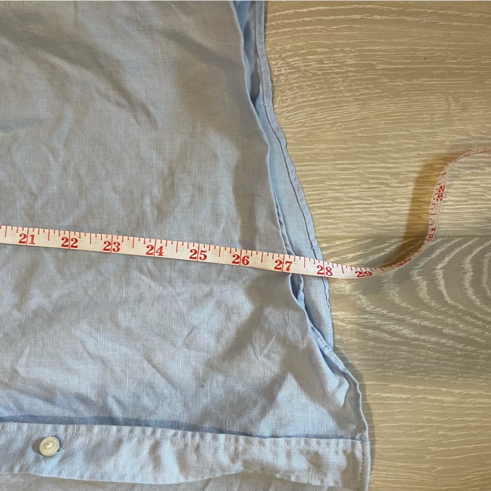 Zara Men’s Linen Button Down Shirt, Light Blue size Large - Picture 9 of 13
